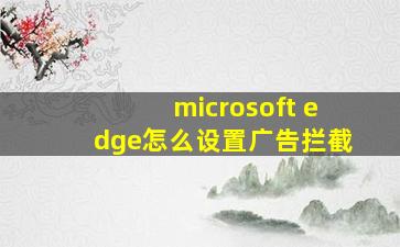 microsoft edge怎么设置广告拦截